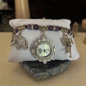 Luxury Amethyst Stada Wristwatch Charm Bracelet